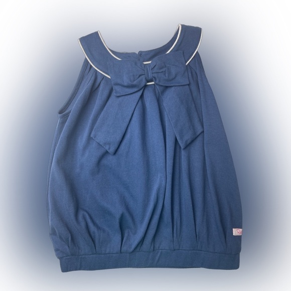 NWT RuffleButts Navy Bow Blouse Top Shirt size 5 - Picture 1 of 3